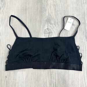 NWT Aerie Lace Up Sides Square Neck Bra Black size Medium